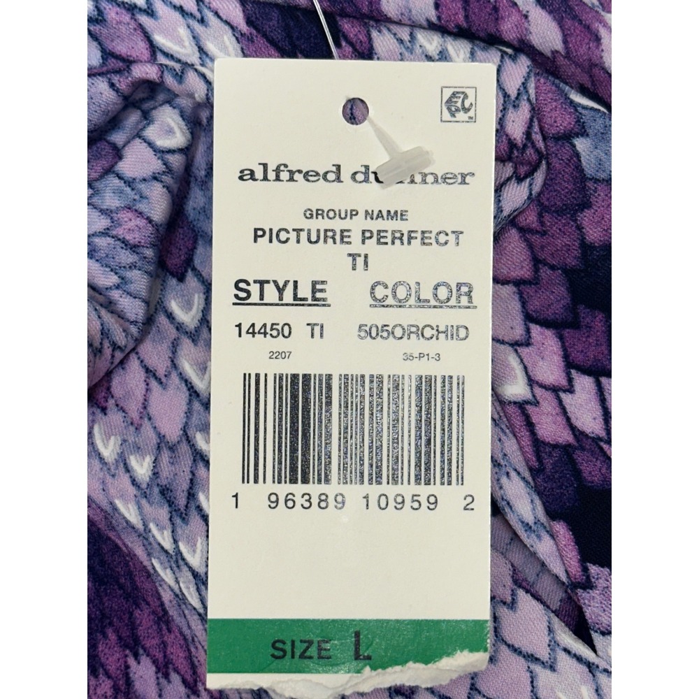Alfred Dunner Women's Purple Snake Print Tunic Top 3/4 Sleeve Size Large - Picture 5 of 8